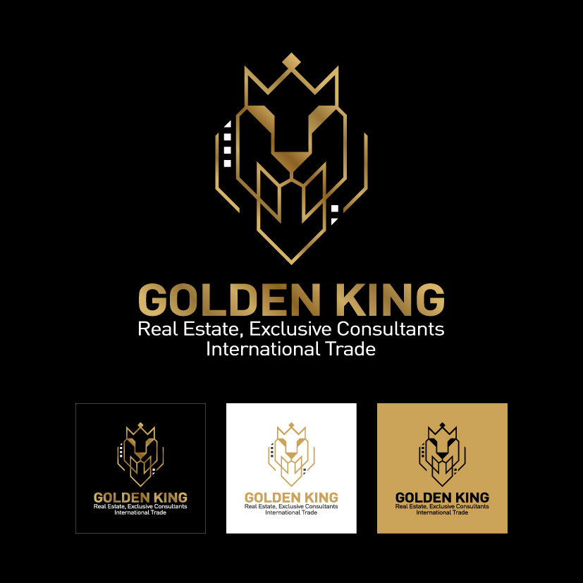 نمونه استفاده از لوگوی گلدن‌کینگ در رنگ‌های مختلف تعریف شده، کاری از استودیو تبلیغات گرانو