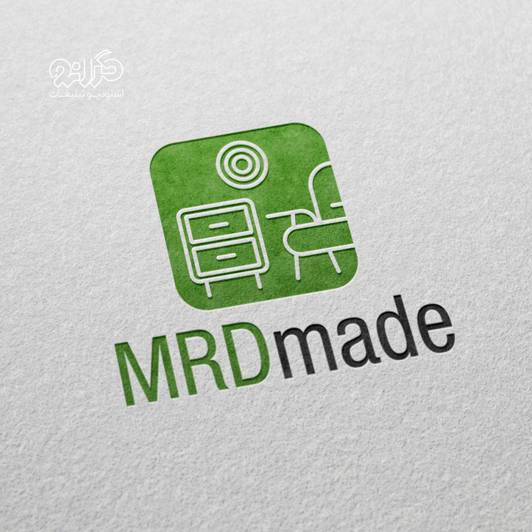 طراحی لوگوتایپ برند MRDmade با ترکیب رنگ‌های سبز و مشکی، از نمونه‌کارهای استودیو تبلیغات گرانو