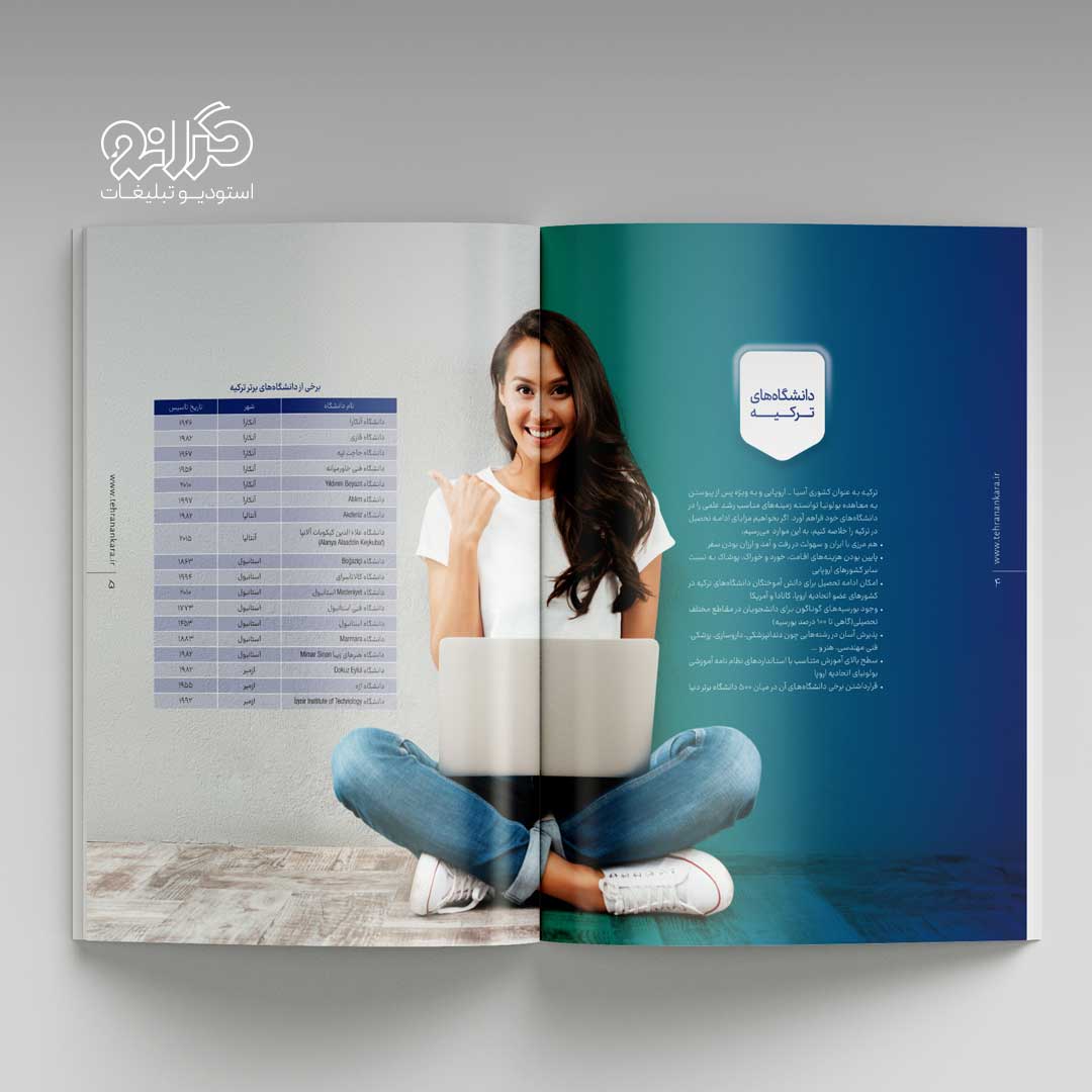 نمونه‌ای از صفحه داخلی کاتالوگ با توضیحات و تصاویر الهام‌بخش