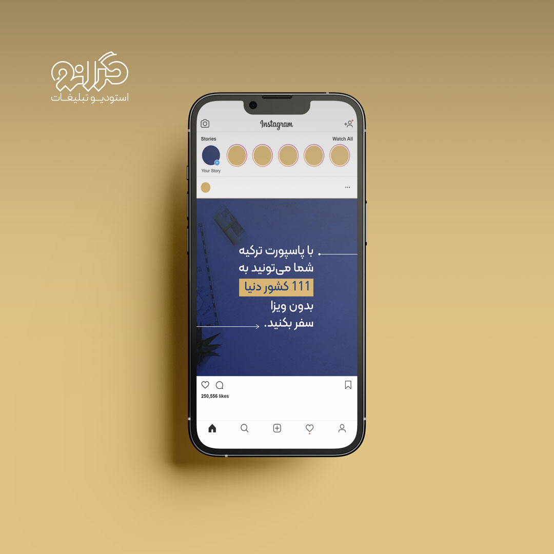 طراحی گرافیکی مراحل دریافت شهروندی ترکیه با تم لوکس، اجرا شده در استودیو گرانو